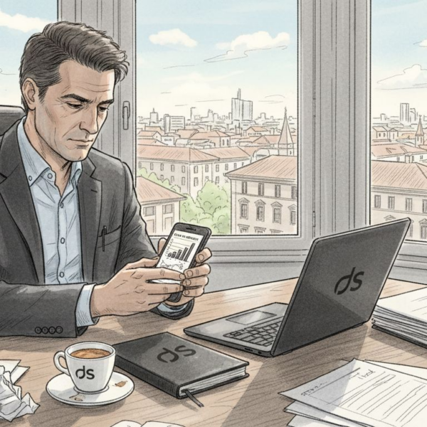 Imprenditore che analizza i dati delle proprie campagne di marketing digitale